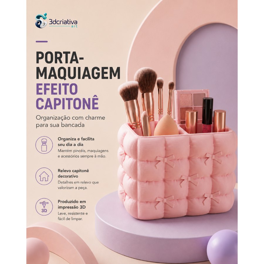 Porta Pincel -Maquiagem Efeito Capitonê