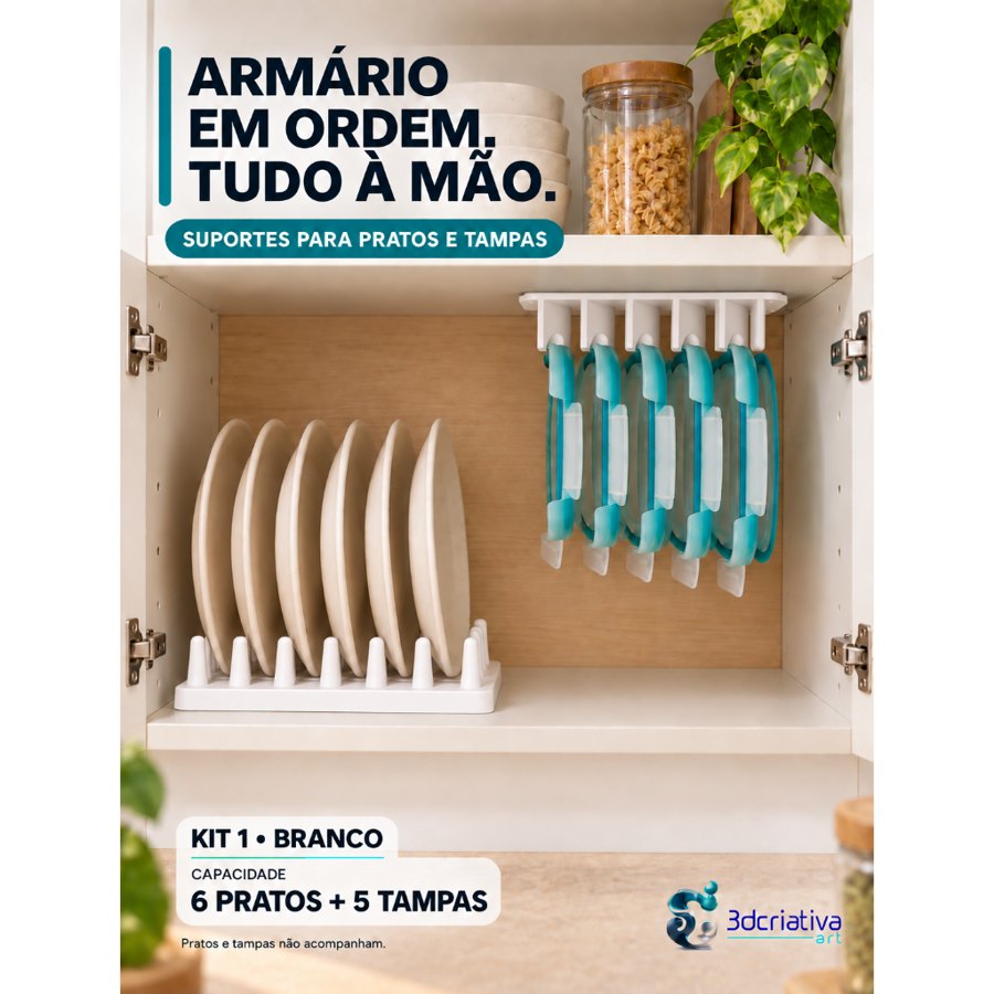Kit Organizador de Prato e Tampa de Potes