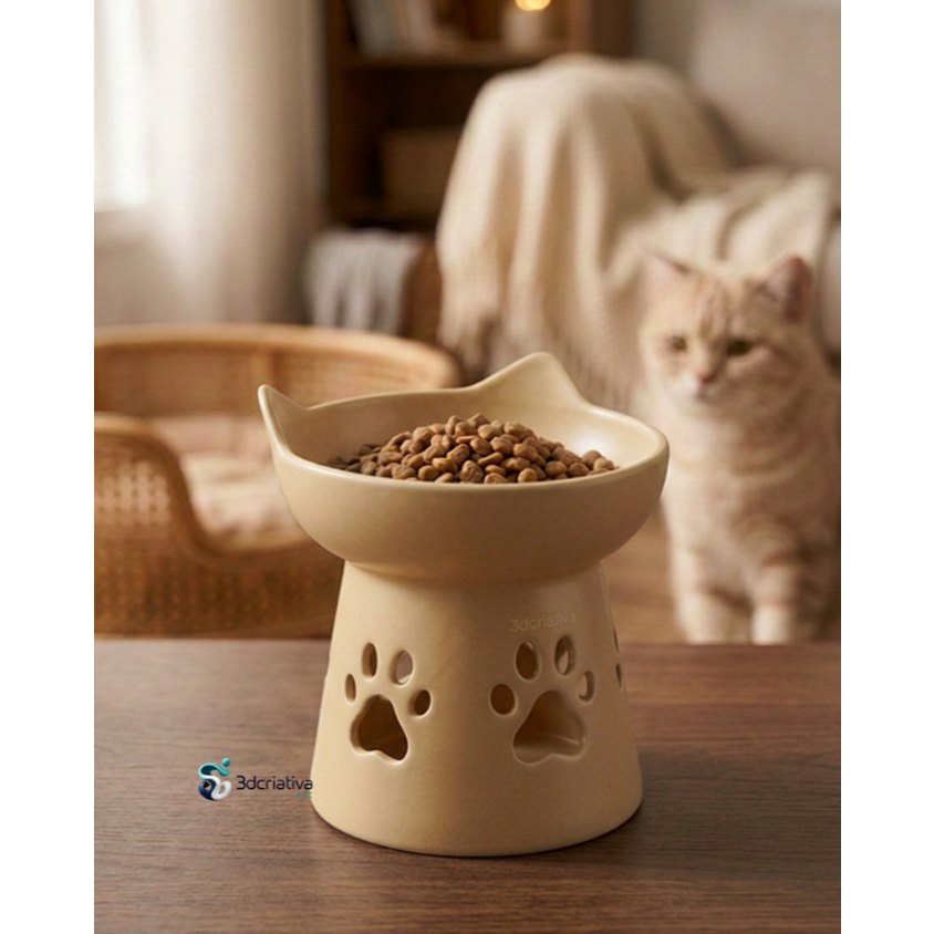 Comedouro Elevado para Gatos em Impressão 3D