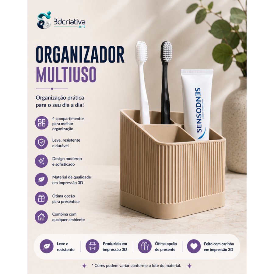 Organizador Multiuso 4 Compartimentos – Banheiro, Maquiagem e Escritório