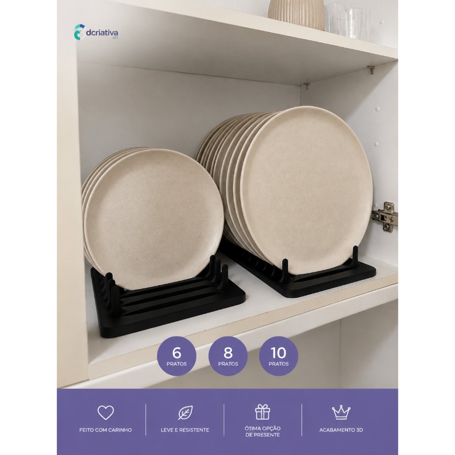 Suporte Organizador para Pratos – 6, 8 ou 10 Pratos