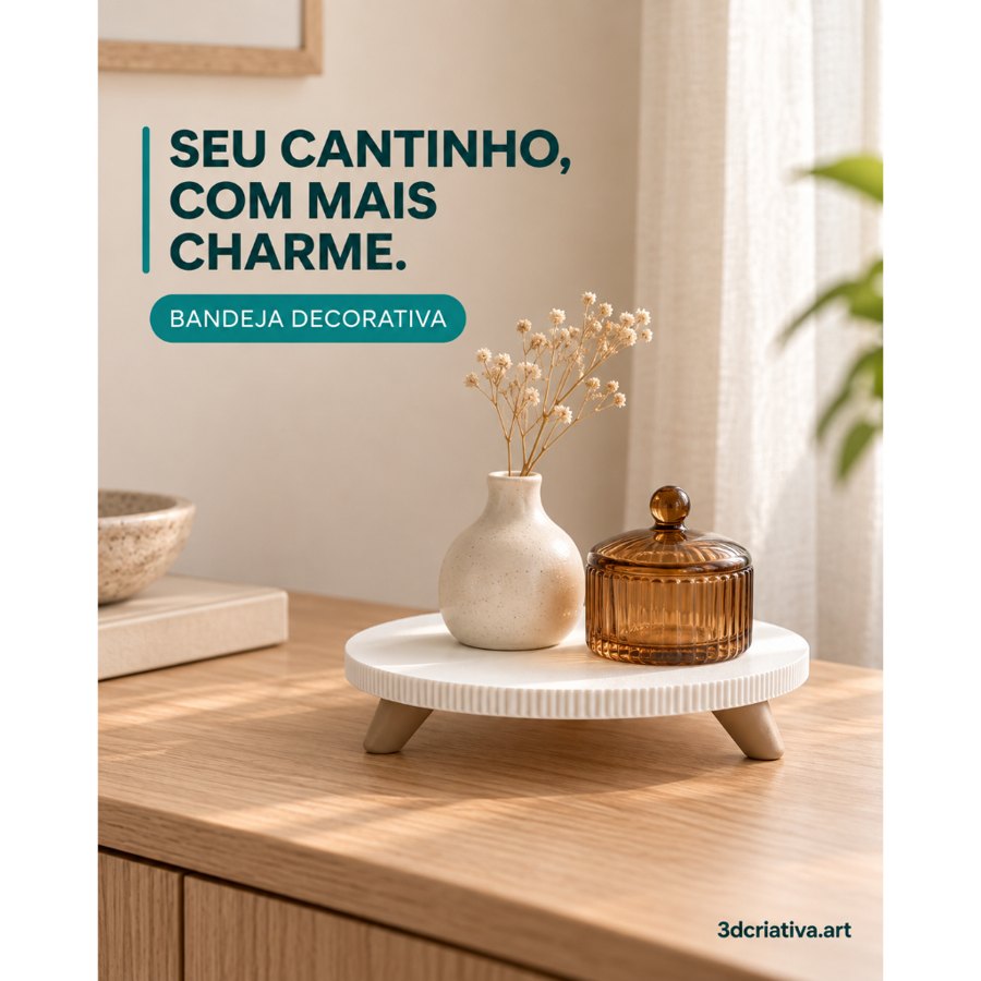 Bandeja Decorativa Redonda com 3 Pés – 20 cm