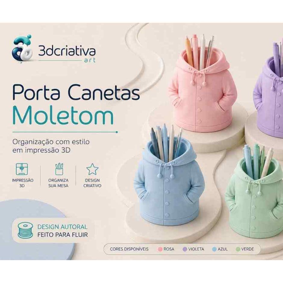 Porta Lápis e Canetas Moletom | Organizador de Mesa em Impressão 3D