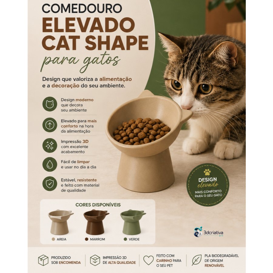 Comedouro Elevado para Gatos Cat Shape