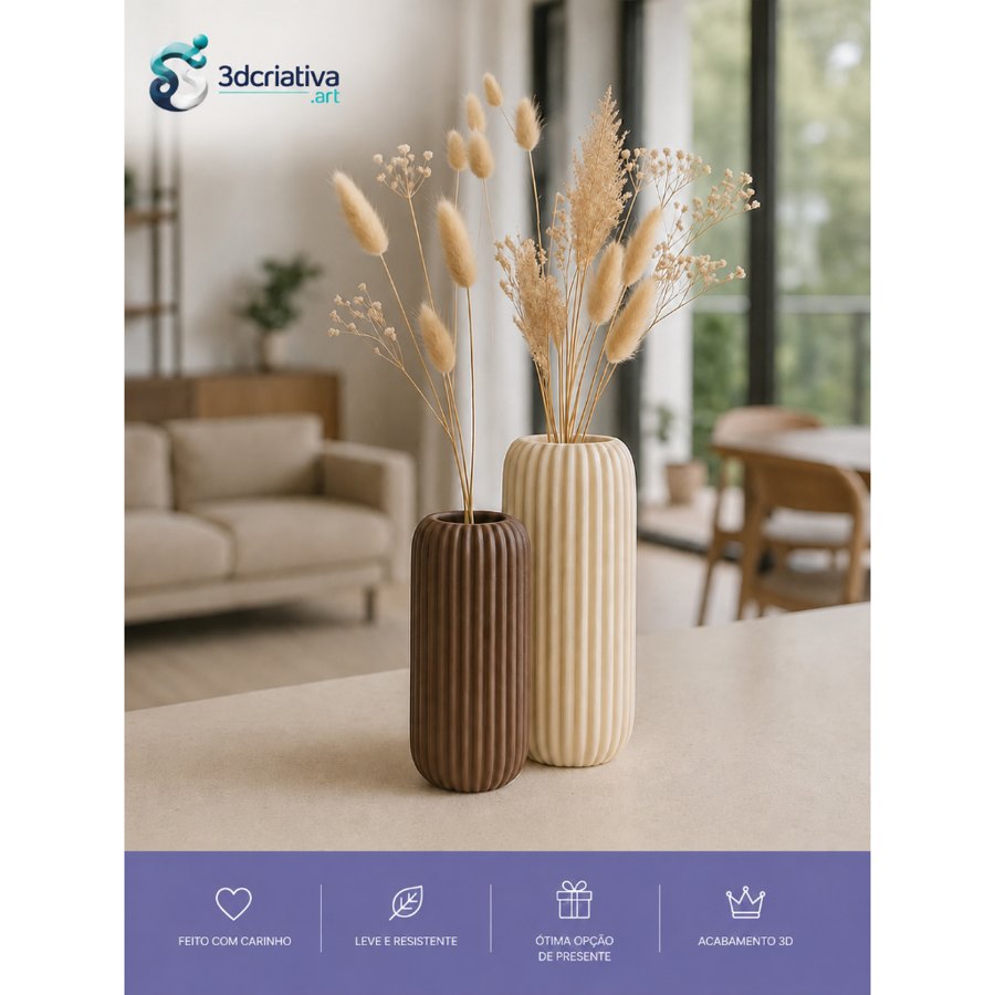Conjunto de Vasos Decorativos Canelados– Design Minimalista e Moderno