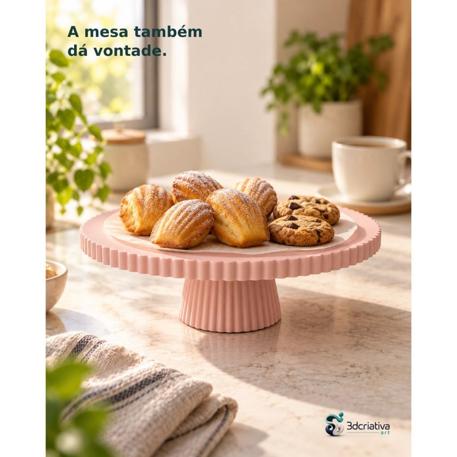 Boleira Base Canelada 34 cm Suporte para Doces